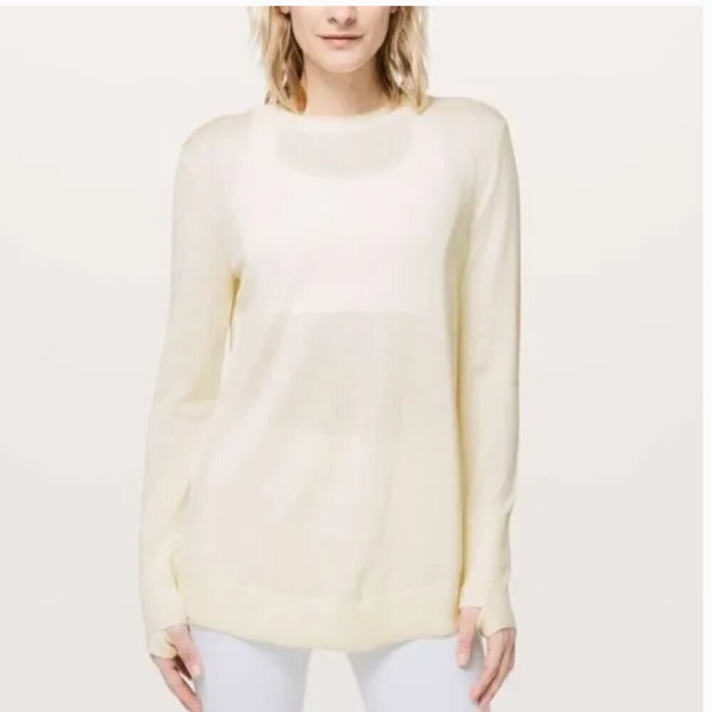 LULULEMON Still At Ease Ivory Pullover Angel Wings Back Size 6 - Picture 3 of 14